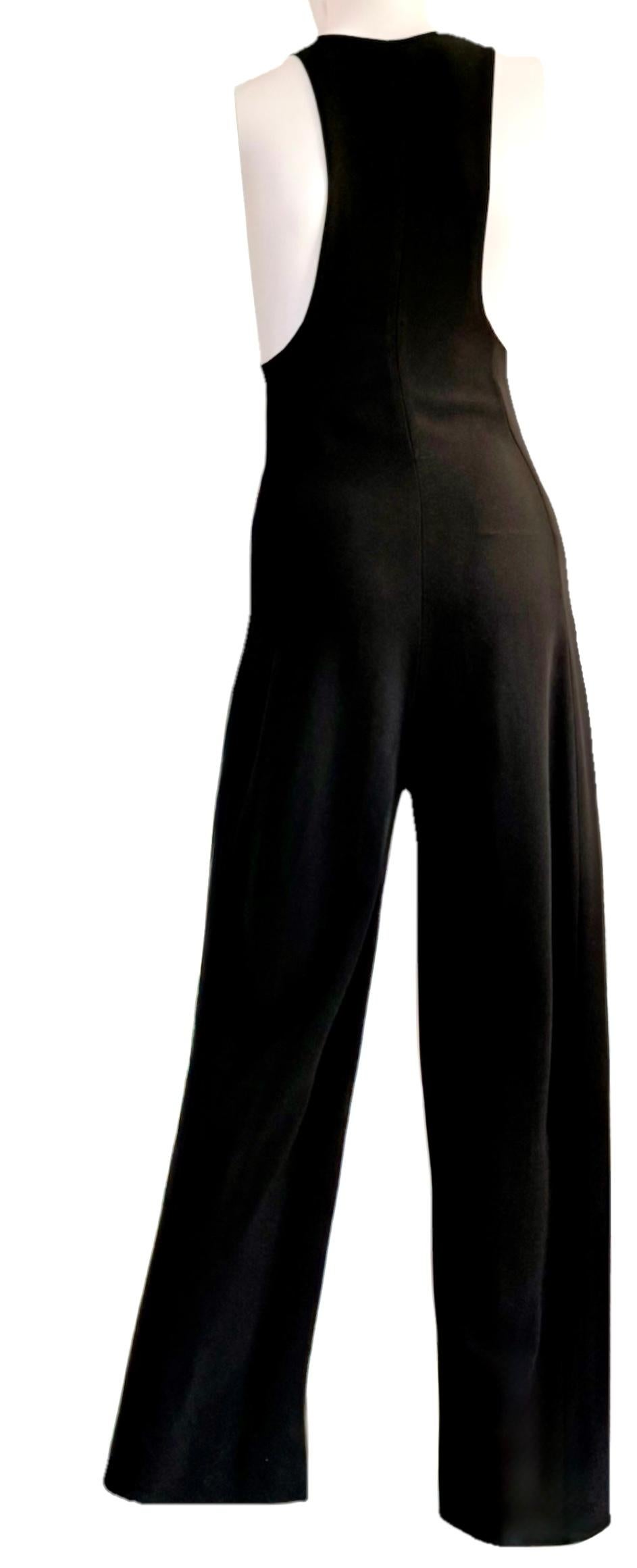 Nero CELINE Phoebe Philo Iconic Passerella P/E 2011  Tuta in crepe nera con zip FR 34 in vendita