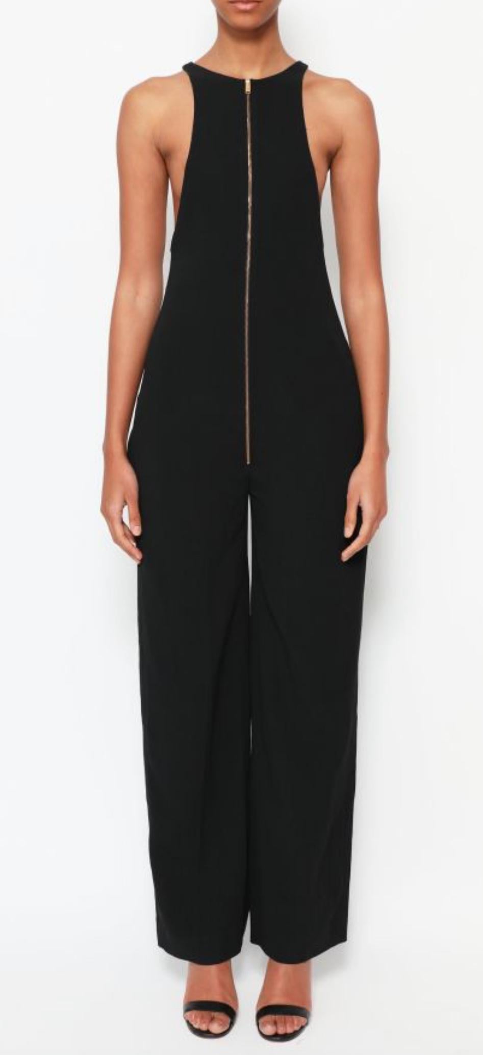 Donna CELINE Phoebe Philo Iconic Passerella P/E 2011  Tuta in crepe nera con zip FR 34 in vendita