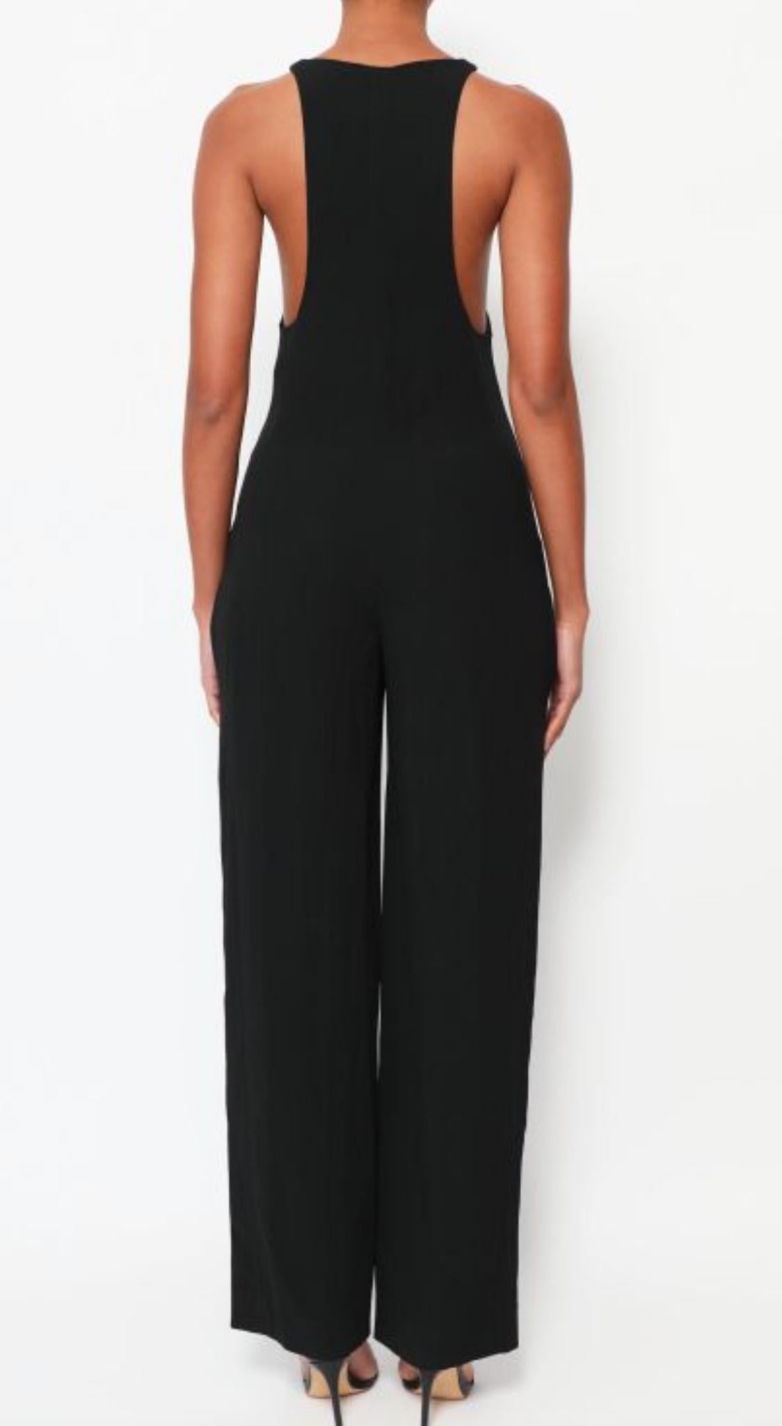 CELINE Phoebe Philo Iconic Passerella P/E 2011  Tuta in crepe nera con zip FR 34 in vendita 1