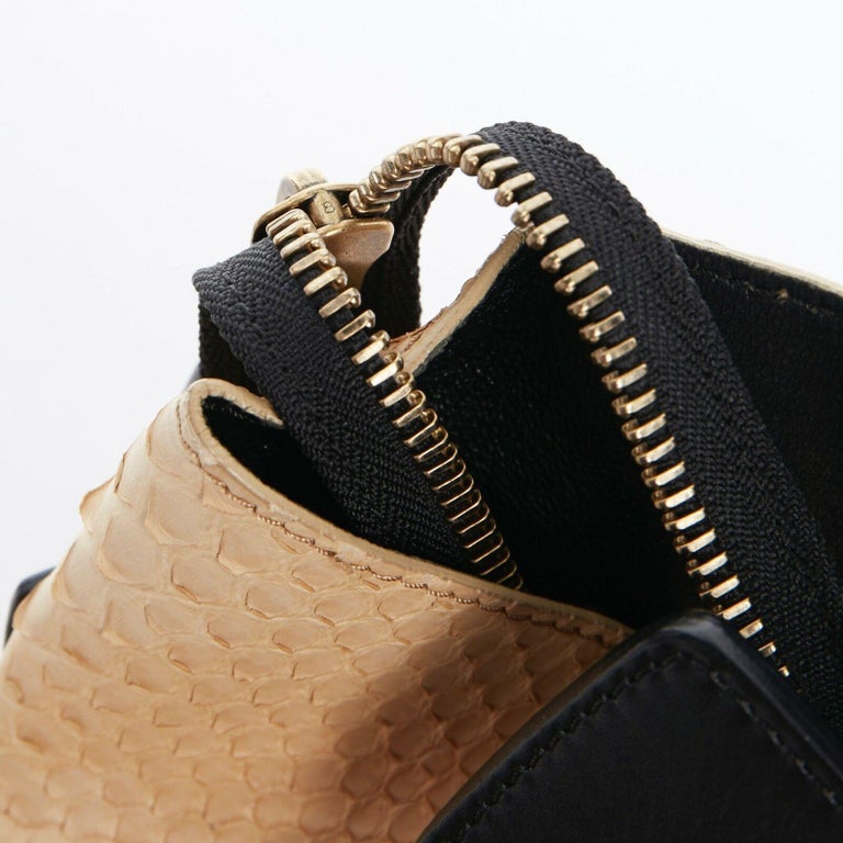 CELINE PHOEBE PHILO Luggage Tote Small beige python black leather trim ...