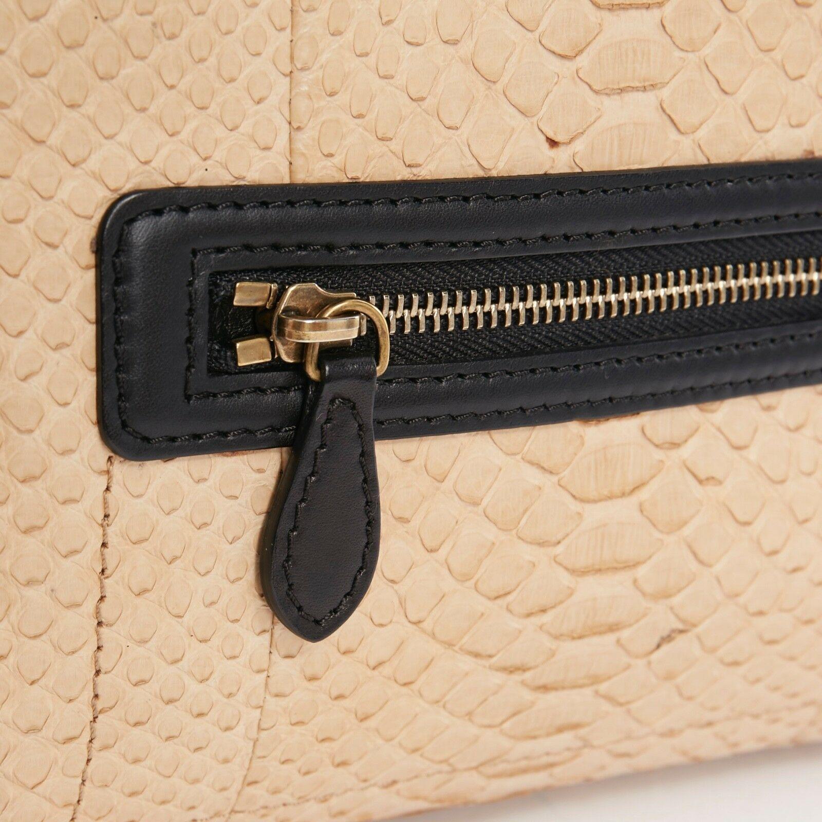 Women's CELINE PHOEBE PHILO Luggage Tote Small beige python black leather trim bag