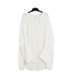 Céline Phoebe Philo Maxi Top FR34 Übergröße Ecru Seidenbluse Tunika UK6 US4 Celine