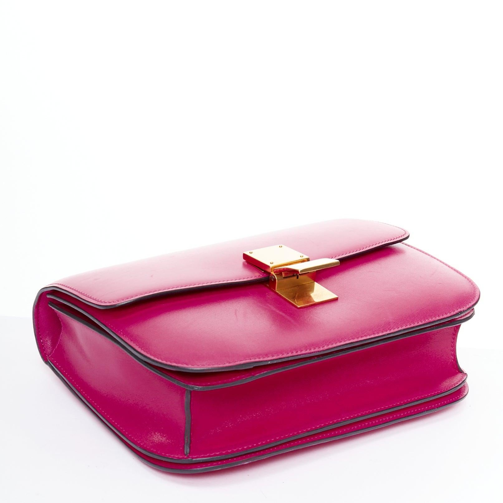 CELINE Phoebe Philo Medium Box hot pink calfskin leather crossbody bag For Sale 1