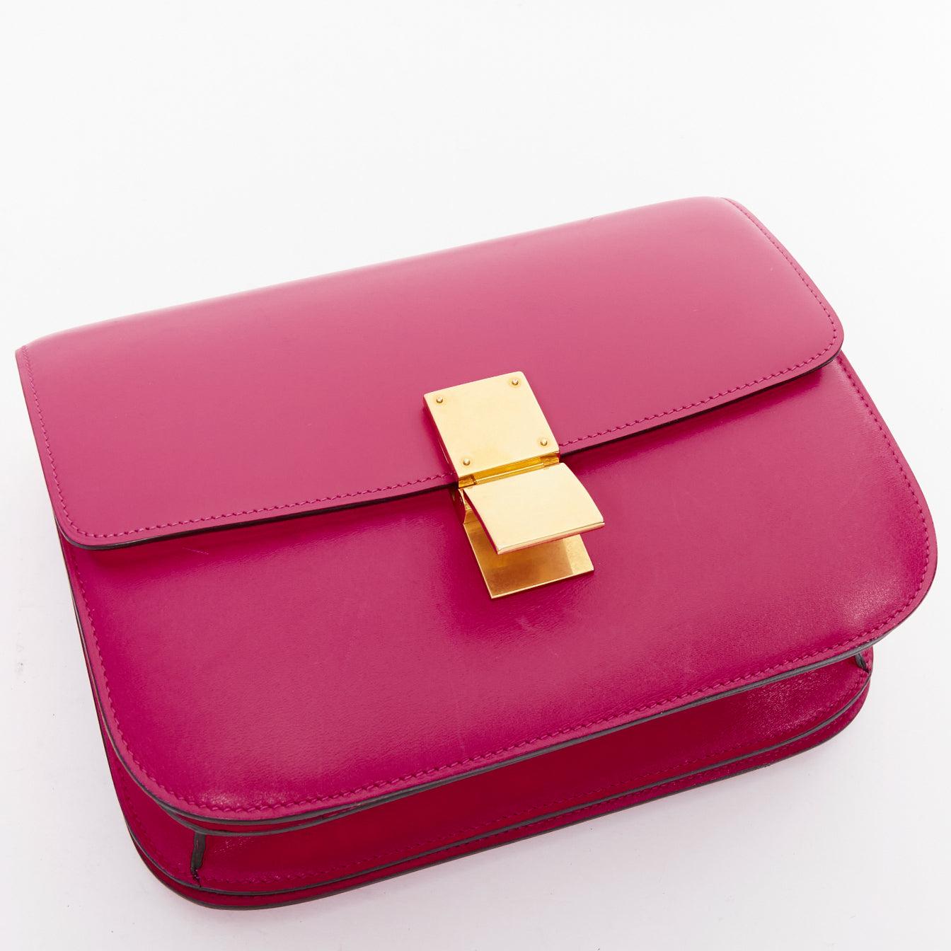 CELINE Phoebe Philo Medium Box hot pink calfskin leather crossbody bag For Sale 2