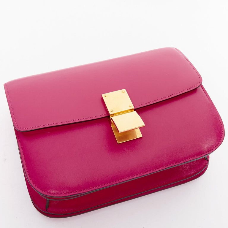CELINE Phoebe Philo Medium Box hot pink calfskin leather crossbody