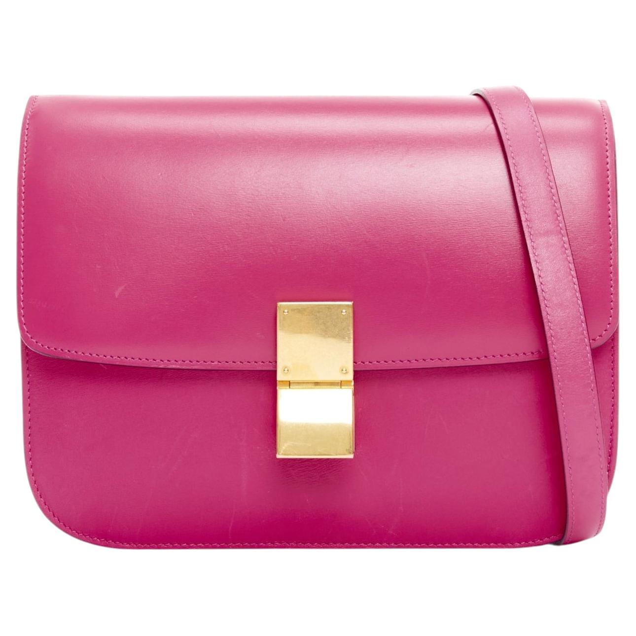 Celine Phoebe Philo Medium Box - Borsa a tracolla in pelle di vitello rosa caldo in vendita