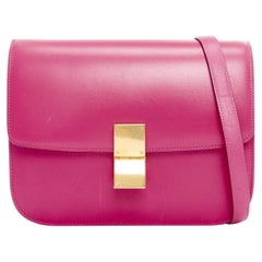 CELINE Phoebe Philo Medium Box hot pink calfskin leather crossbody bag