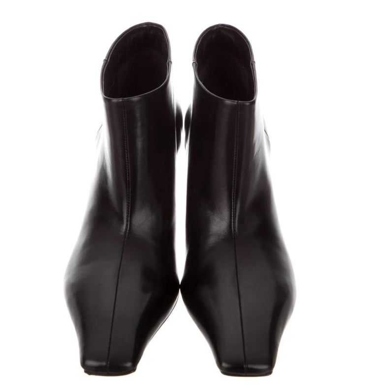 Celine Phoebe Philo NEW Black Leather Clear Acrylic Ankle Boots Booties ...