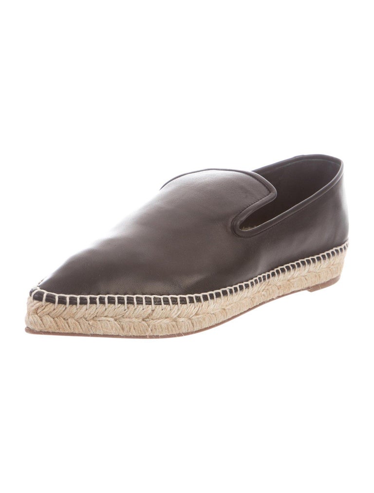 Celine Phoebe Philo NEW Black Leather Jute Flats Shoes at