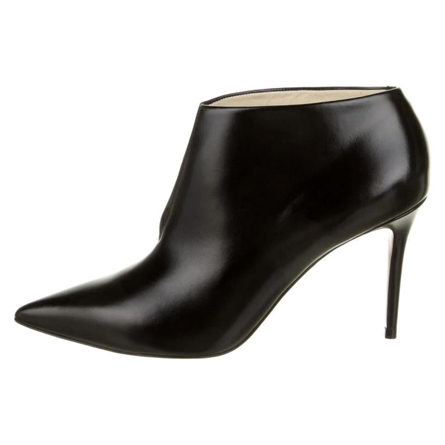 Celine Phoebe Philo NEW Black Leather Slit Pointy Ankle Boots Booties Shoes