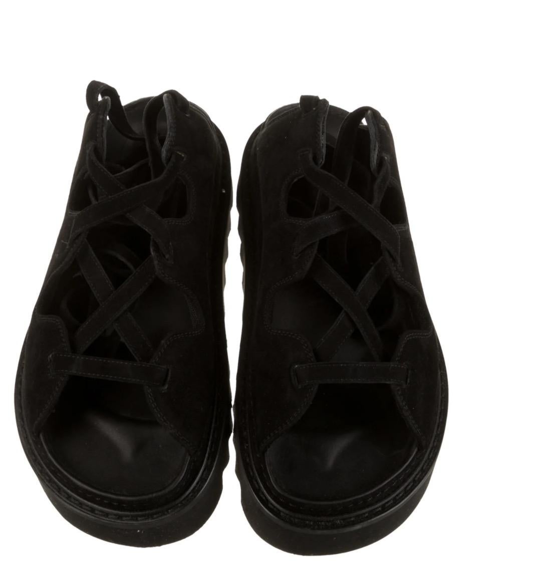 Celine Phoebe Philo NEW Schwarz Wildleder Krawatte Gladiator Papa Plattform Sandalen in Box 2