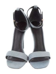 Celine Phoebe Philo NEW Tiffany Baby Blue Pony Evening Gold Sandals Heels