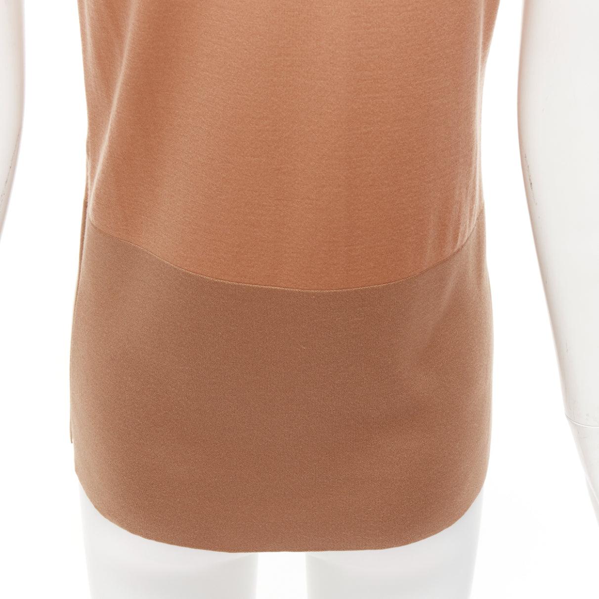 Celine Phoebe Philo nude 100% wool silk bicolor wide strap vest knitted top XS en vente 3