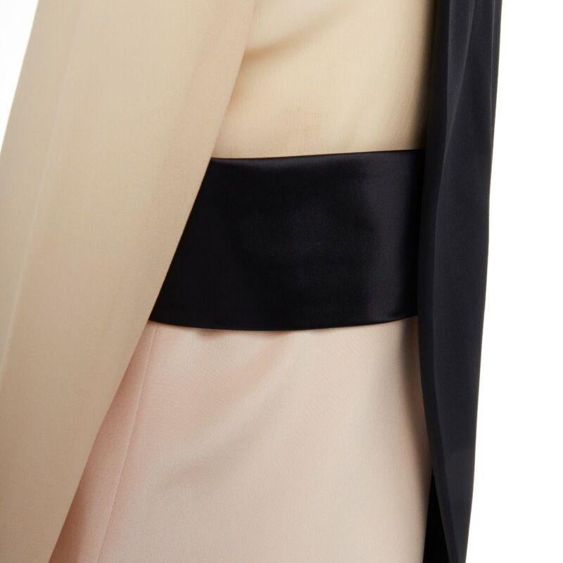 CELINE Phoebe Philo nude black asymmetric layered silk sleeve shift dress FR38 For Sale 2