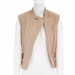 CELINE PHOEBE PHILO nude pebble leather silver hardware biker vest FR36 US2 XS
