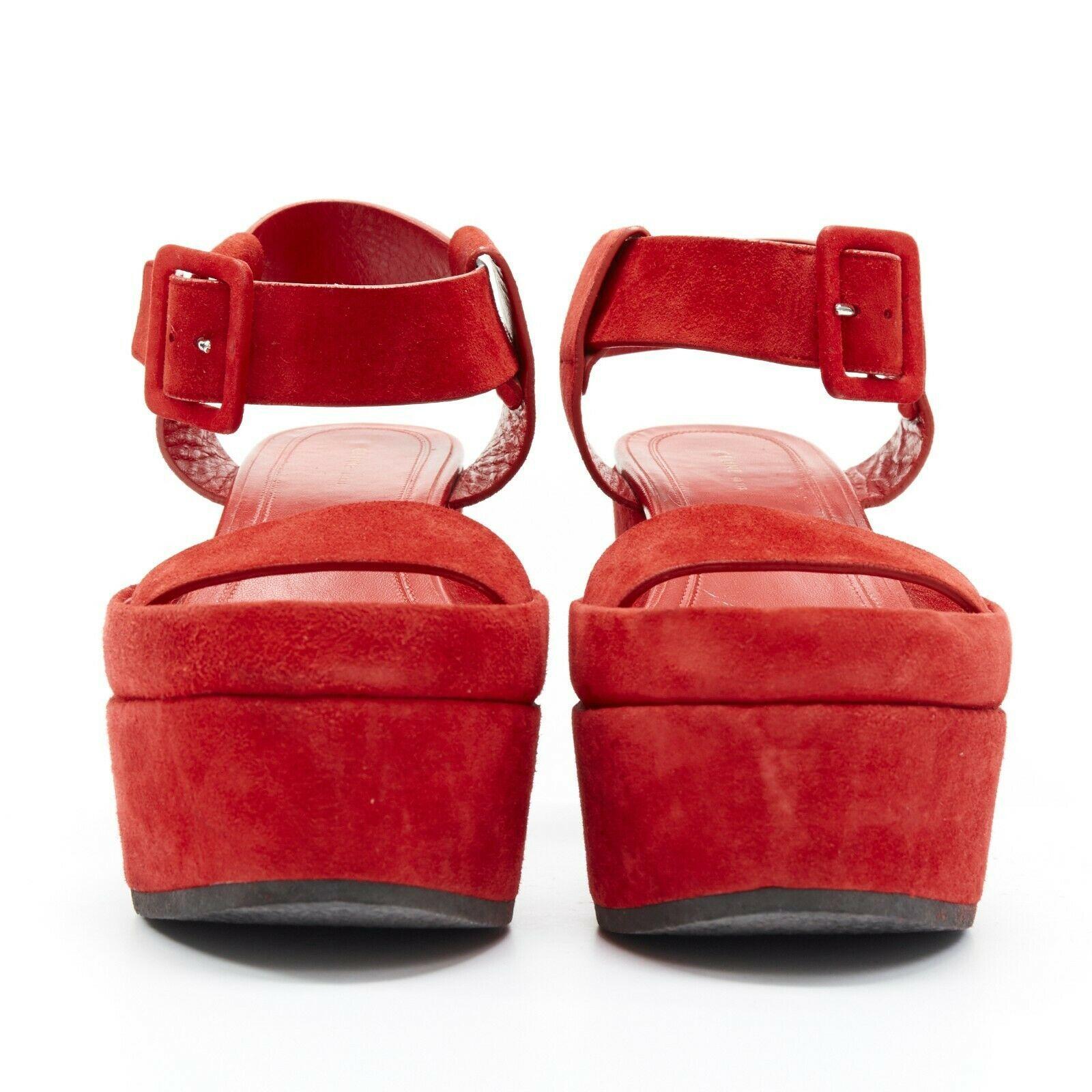 red suede platform sandals