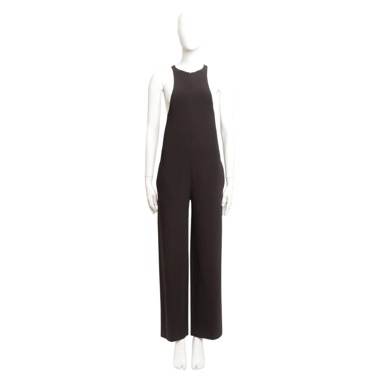 Celine Phoebe Philo Resort 2015 Mono negro sin mangas de crepé negro