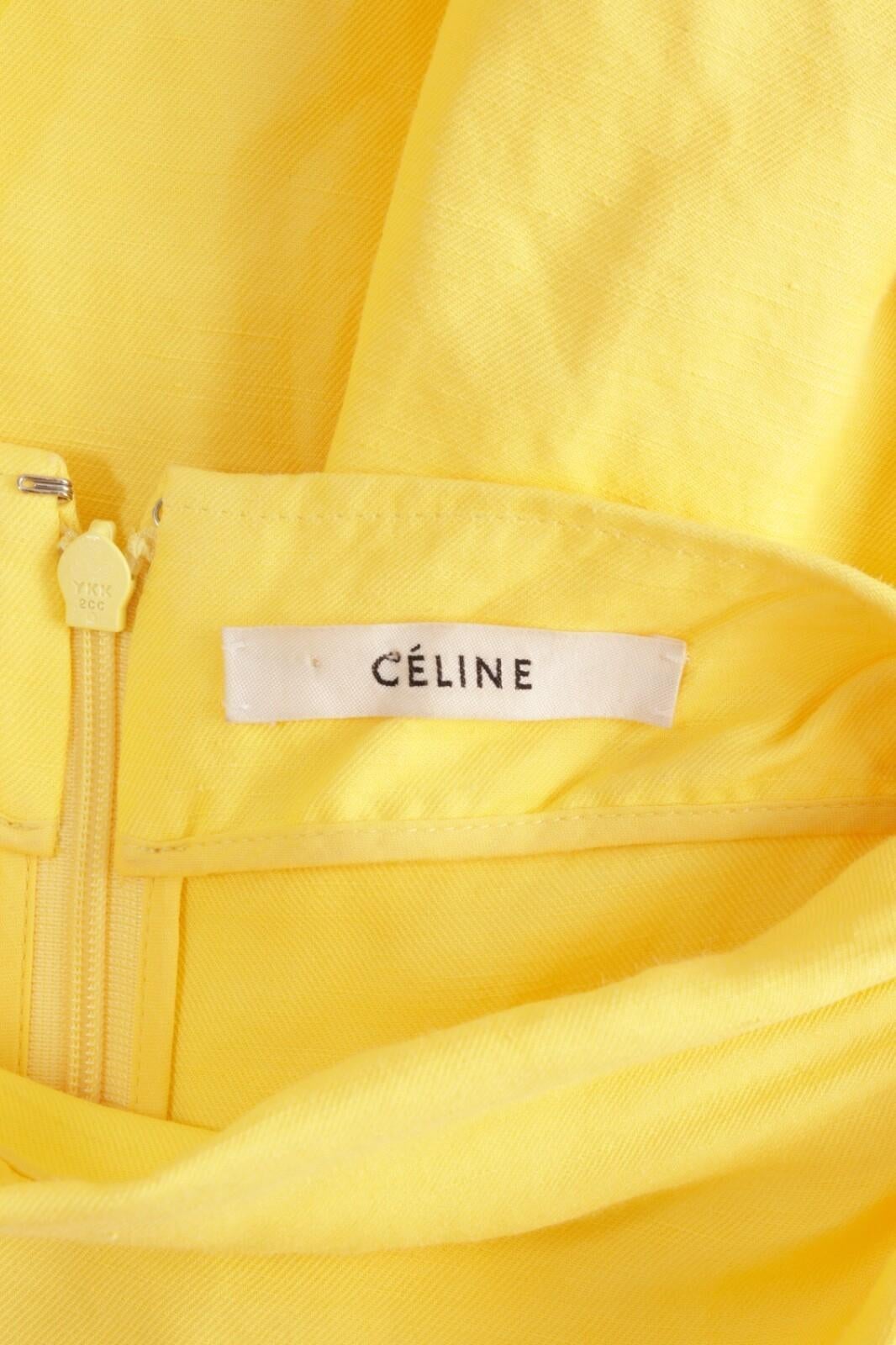 Maxivestido Celine Phoebe Philo Resort 2018 con aberturas en lino amarillo en venta 7