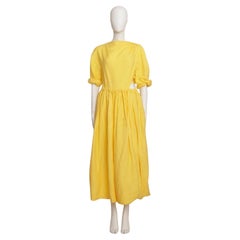 Celine Phoebe Philo Resort 2018 Maxi Dress w/ Cut Outs in Yellow Linen