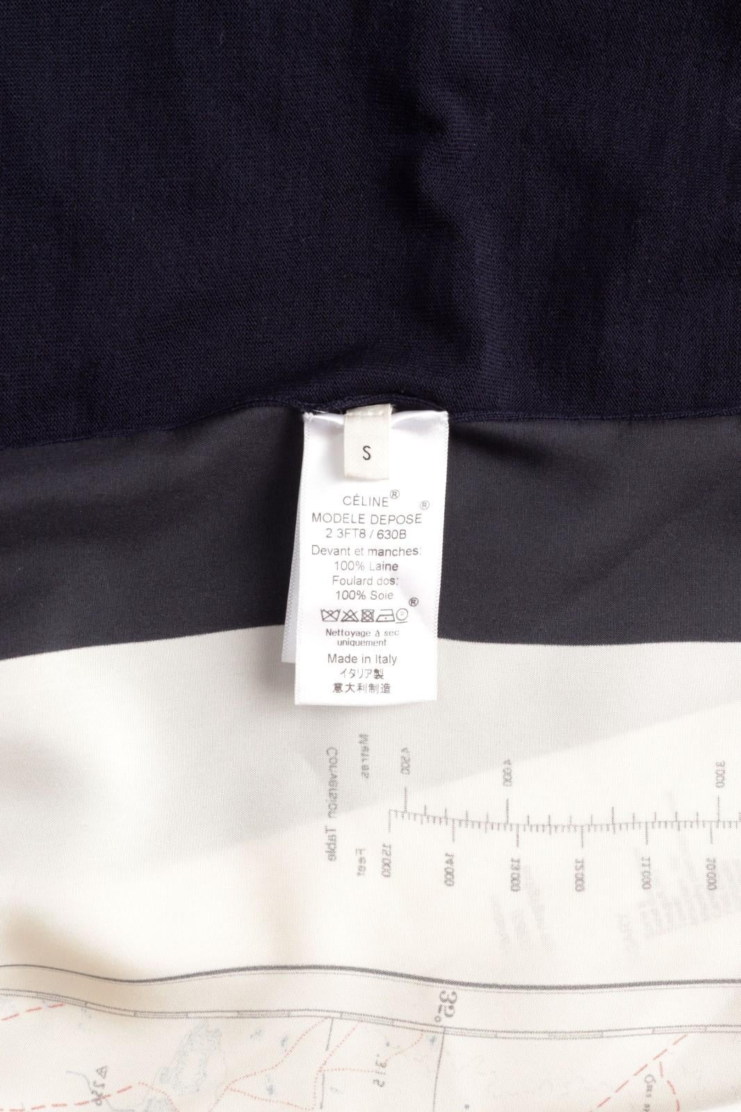 Celine Phoebe Philo Resort 2018 Navy V Neck Sweater Jumper Silk Map – Size Small im Angebot 11