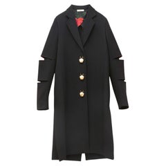 Celine Phoebe Philo S/S 2015 Runway Coat with Brass Bell Buttons in Black Wool