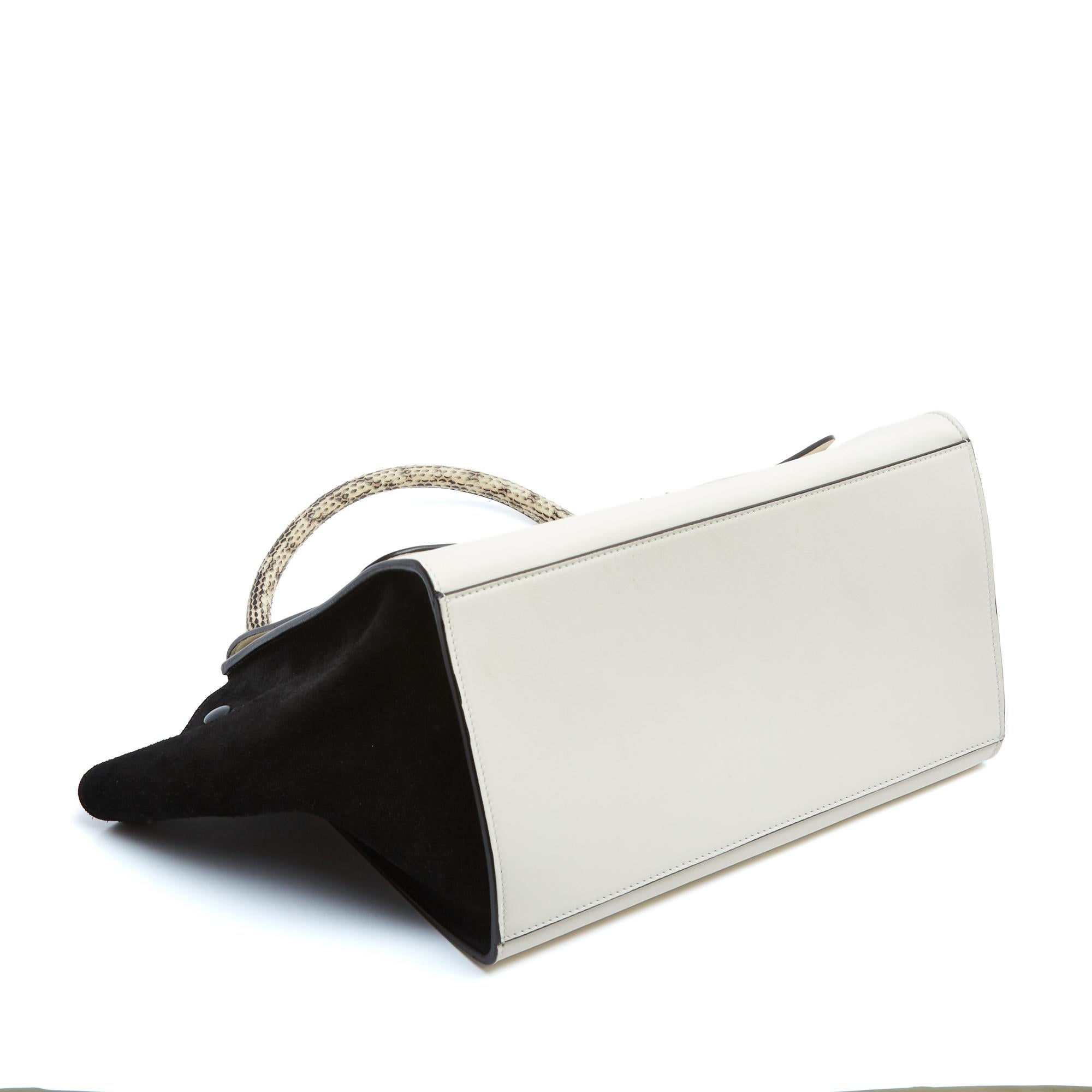 Céline Phoebe Philo Sac Trapeze Medium Milk White Black Leather Bag Strap Celine Unisexe en vente