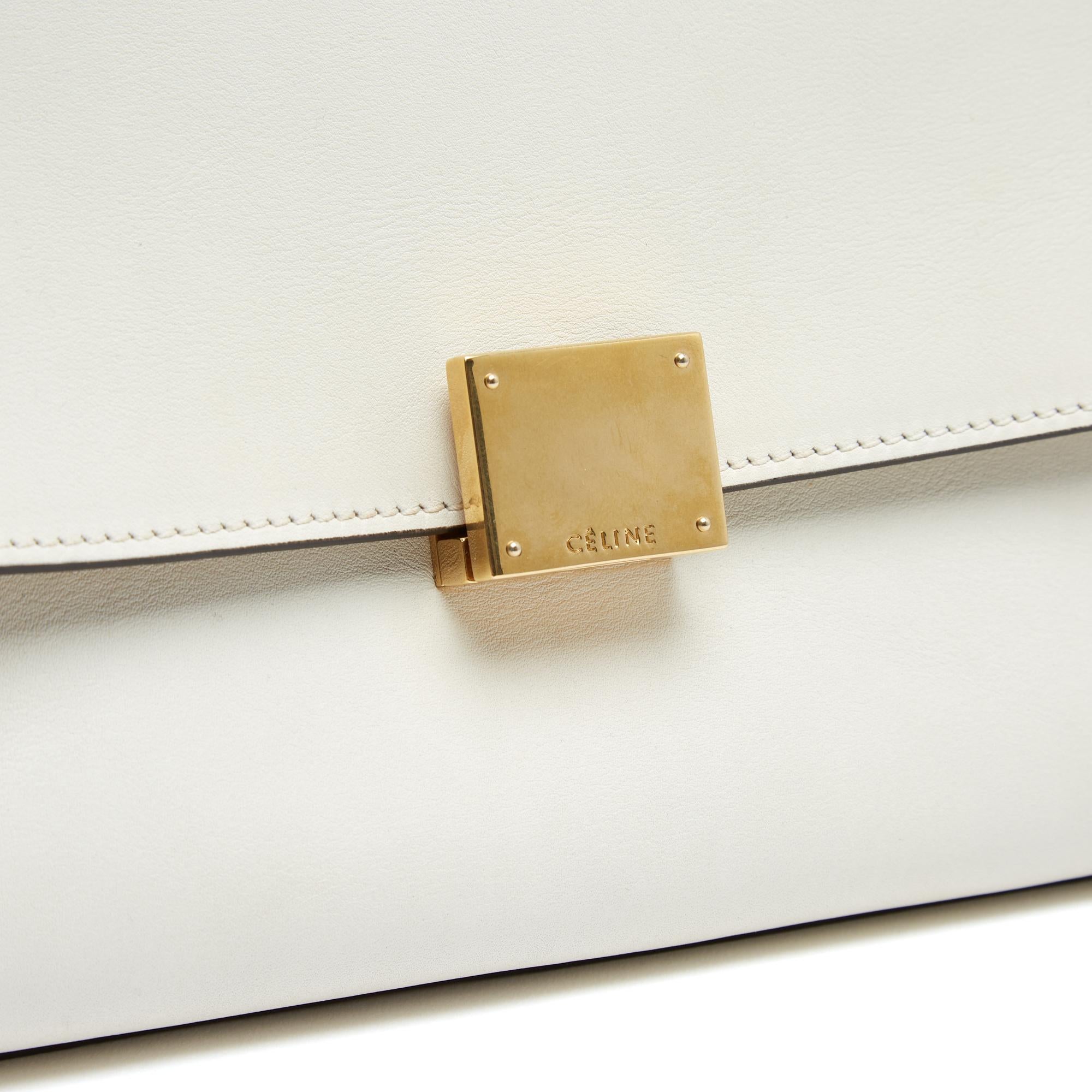 Céline Phoebe Philo Sac Trapeze Medium Milk White Black Leather Bag Strap Celine en vente 1