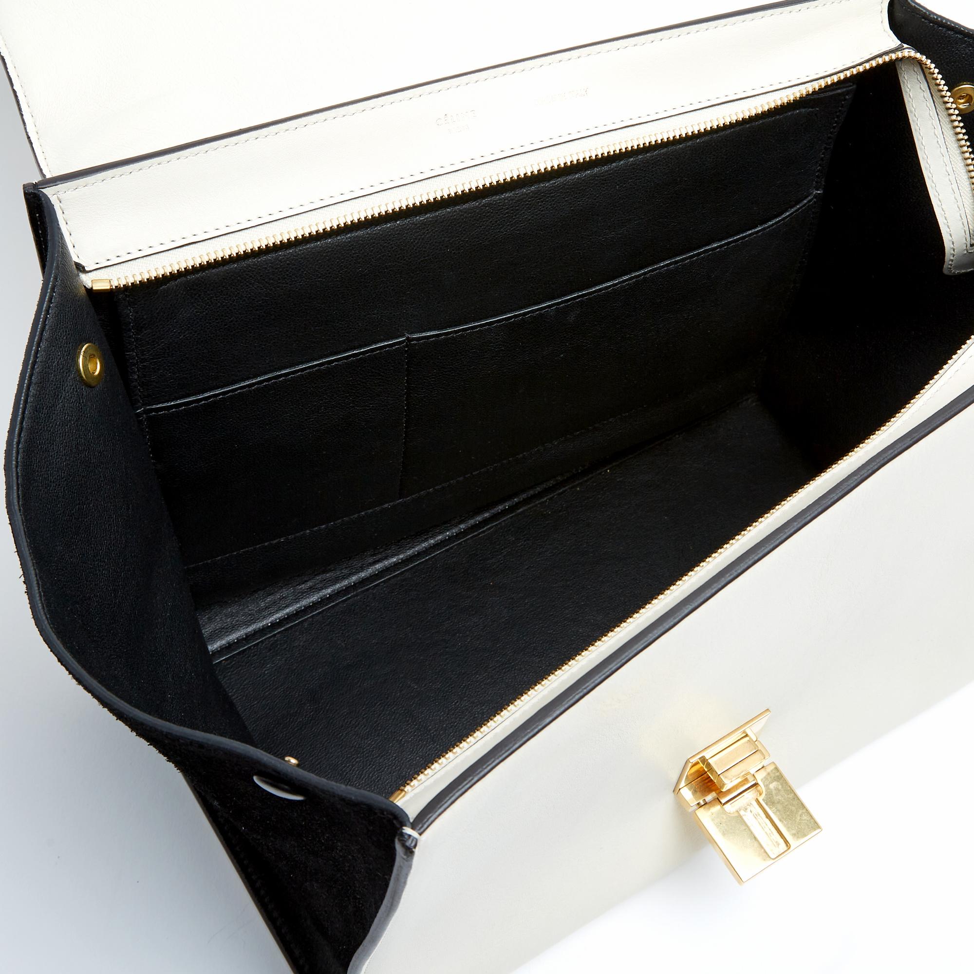 Céline Phoebe Philo Sac Trapeze Medium Milk White Black Leather Bag Strap Celine en vente 2