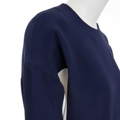 CELINE PHOEBE PHILO silk viscose navy white colorblocked shift dress FR36 S