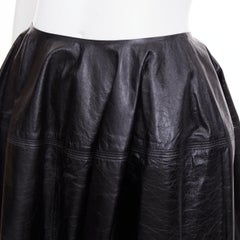 CELINE Phoebe Philo Rock – Rock aus hellem schwarzem Schafsleder mit Ziernähten, Größe FR34