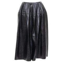 CELINE Phoebe Philo Rock – Rock aus hellem schwarzem Schafsleder mit Ziernähten, Größe FR34
