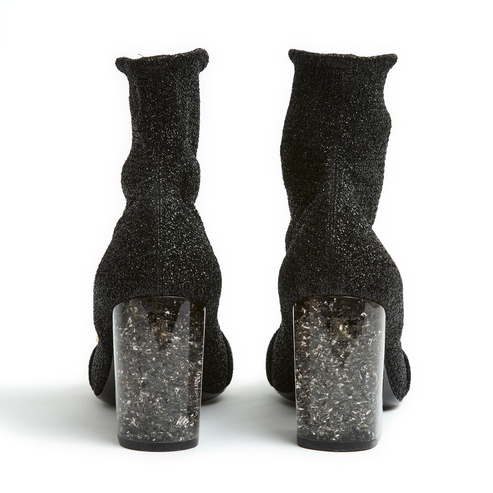 Celine Phoebe Philo Soft Boots EU38 Shiny black glitter   In Excellent Condition For Sale In PARIS, FR