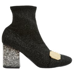 Celine Phoebe Philo Soft Boots EU38 Glänzend schwarz glitzernd  