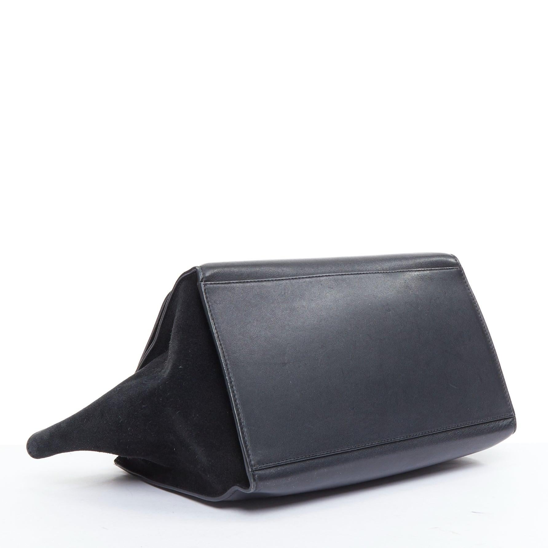Celine Phoebe Philo Trapeze, borsa in finto coccodrillo nero con finiture dorate in vendita 1