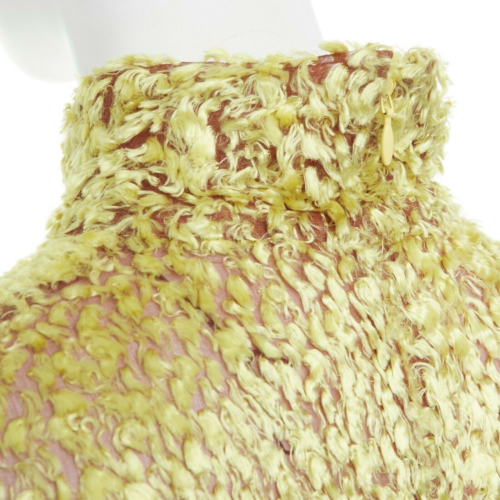 CELINE PHOEBE PHILO yellow fluffy yarn embellished mock neck top FR40 M 2