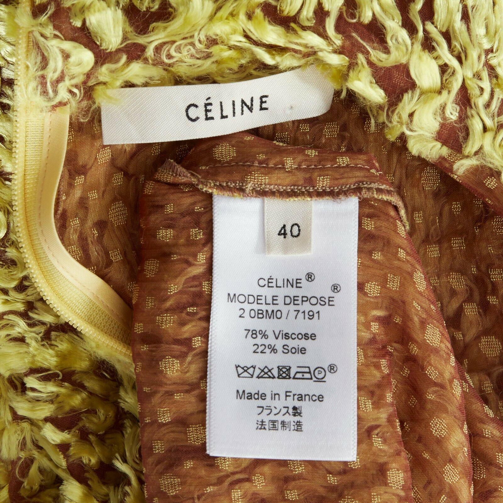 CELINE PHOEBE PHILO yellow fluffy yarn embellished mock neck top FR40 M 3