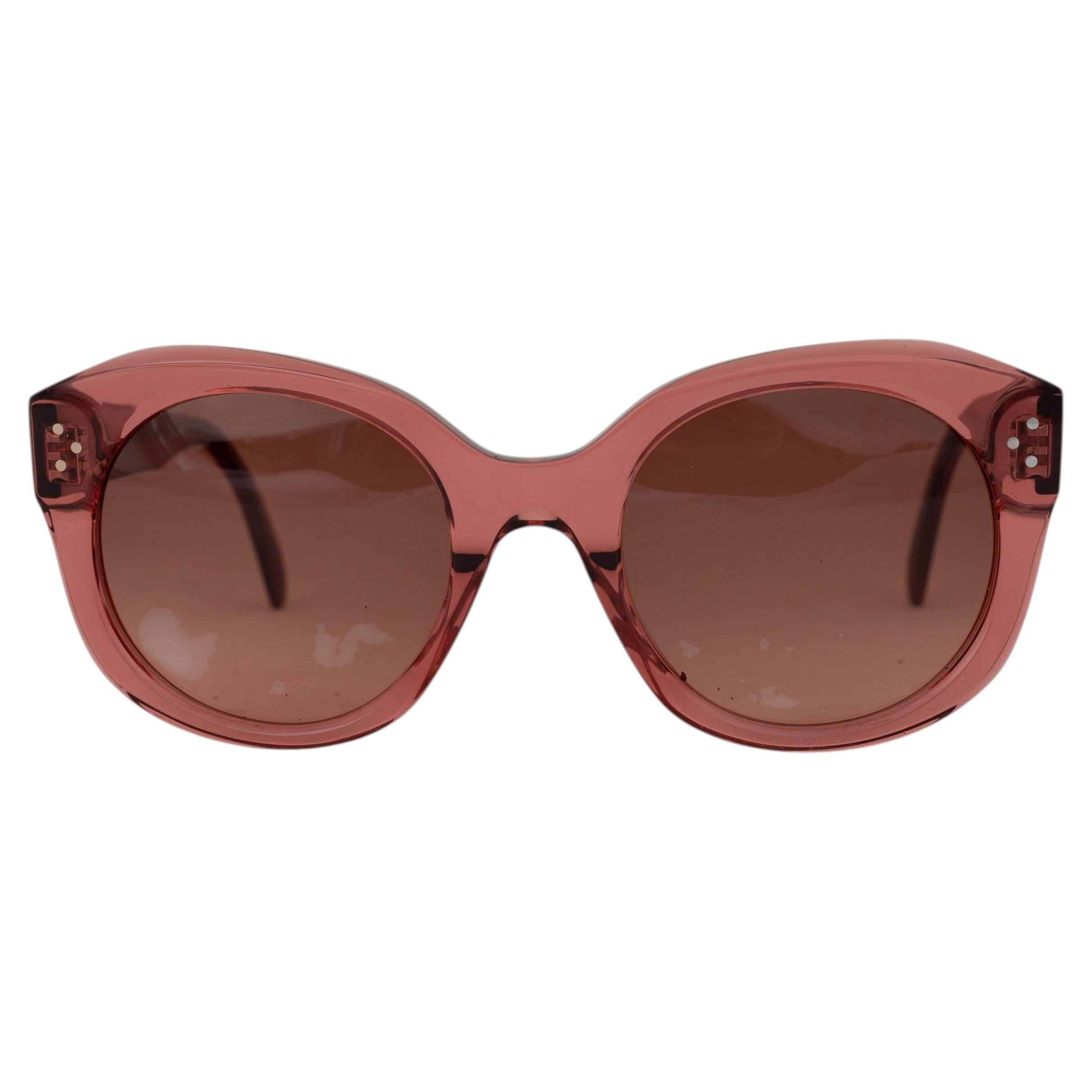 Occhiali da sole CELINE rosa marrone trasparente ROUND CL40186I in vendita