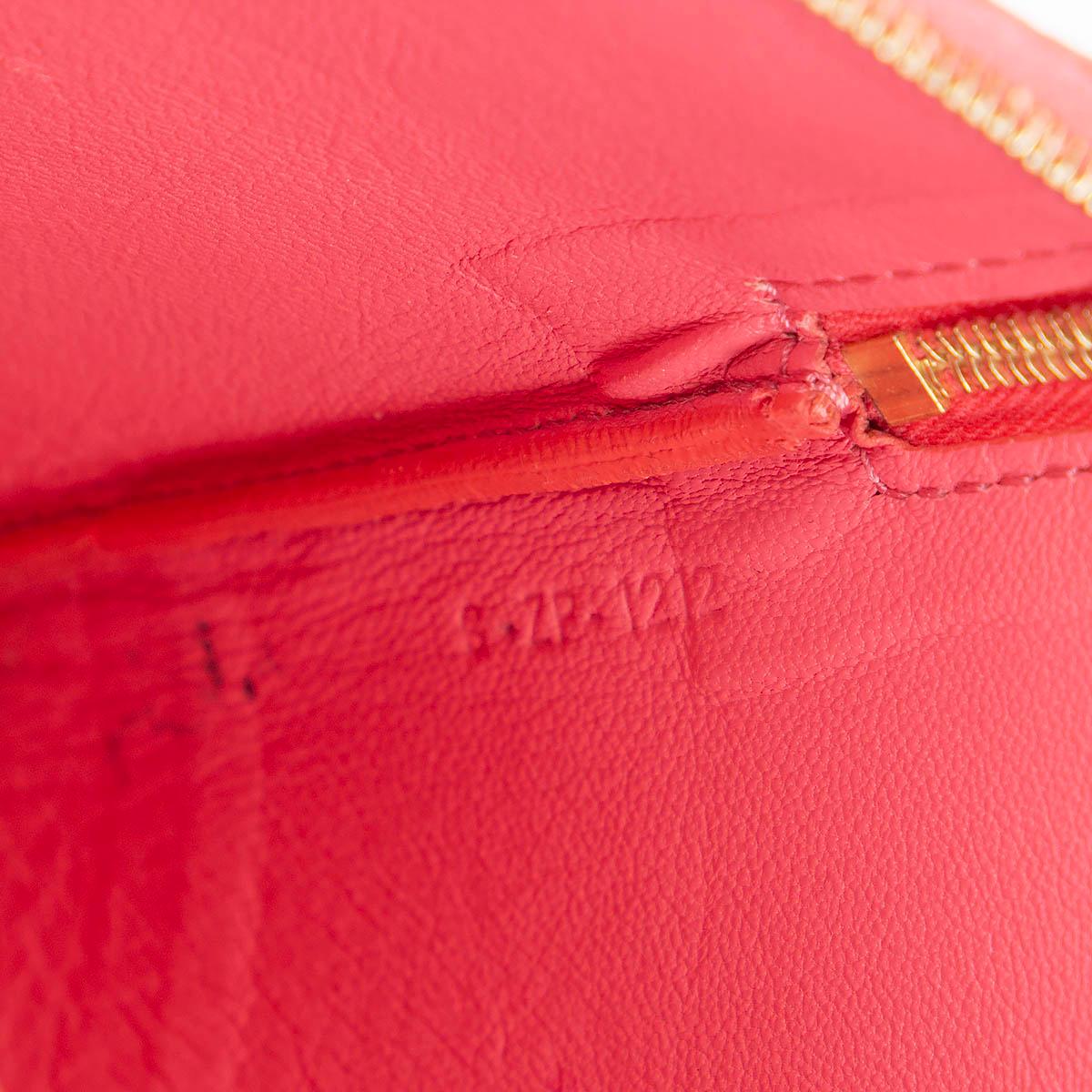 CELINE pink & burgundy leather BI-COLOR SOLO Pouch Clutch Bag 1