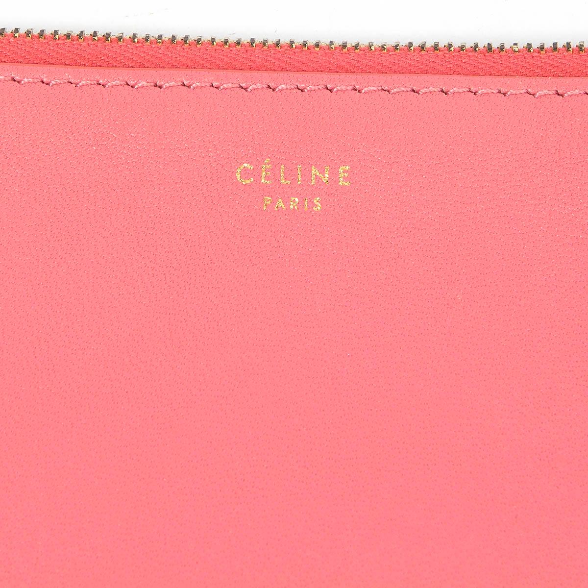 CELINE pink & burgundy leather BI-COLOR SOLO Pouch Clutch Bag 2