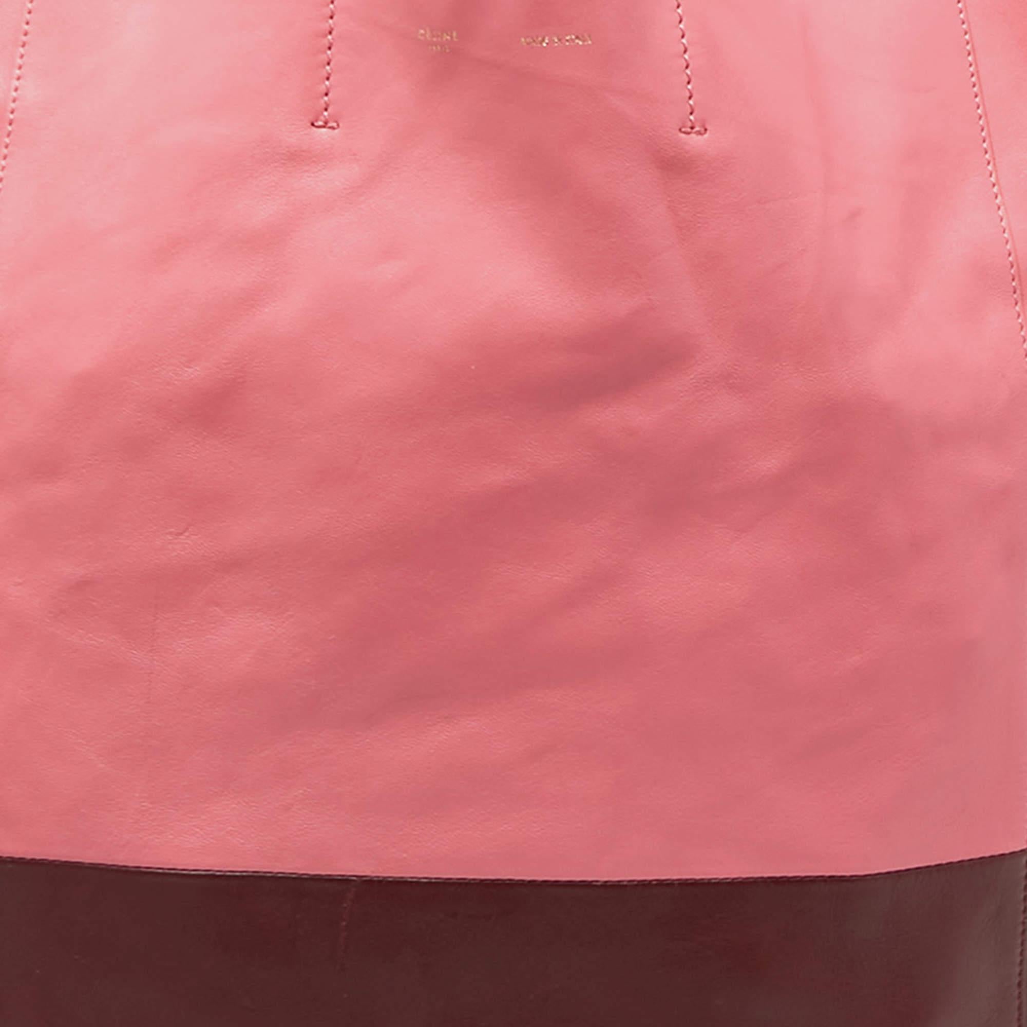 Celine Pink/Burgundy Leather Vertical Cabas Shopper Tote 7