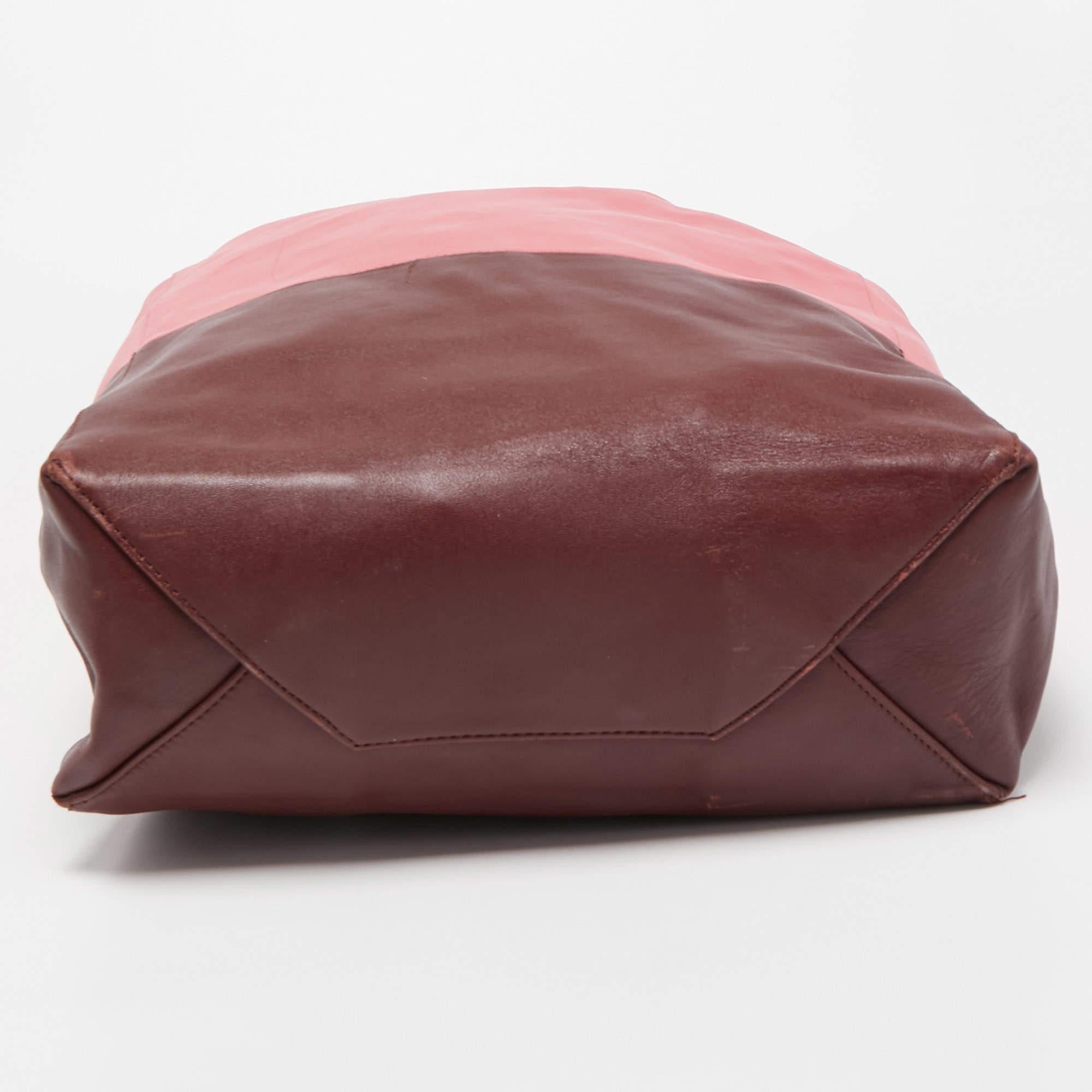 Women's Celine Pink/Burgundy Leather Vertical Cabas Shopper Tote