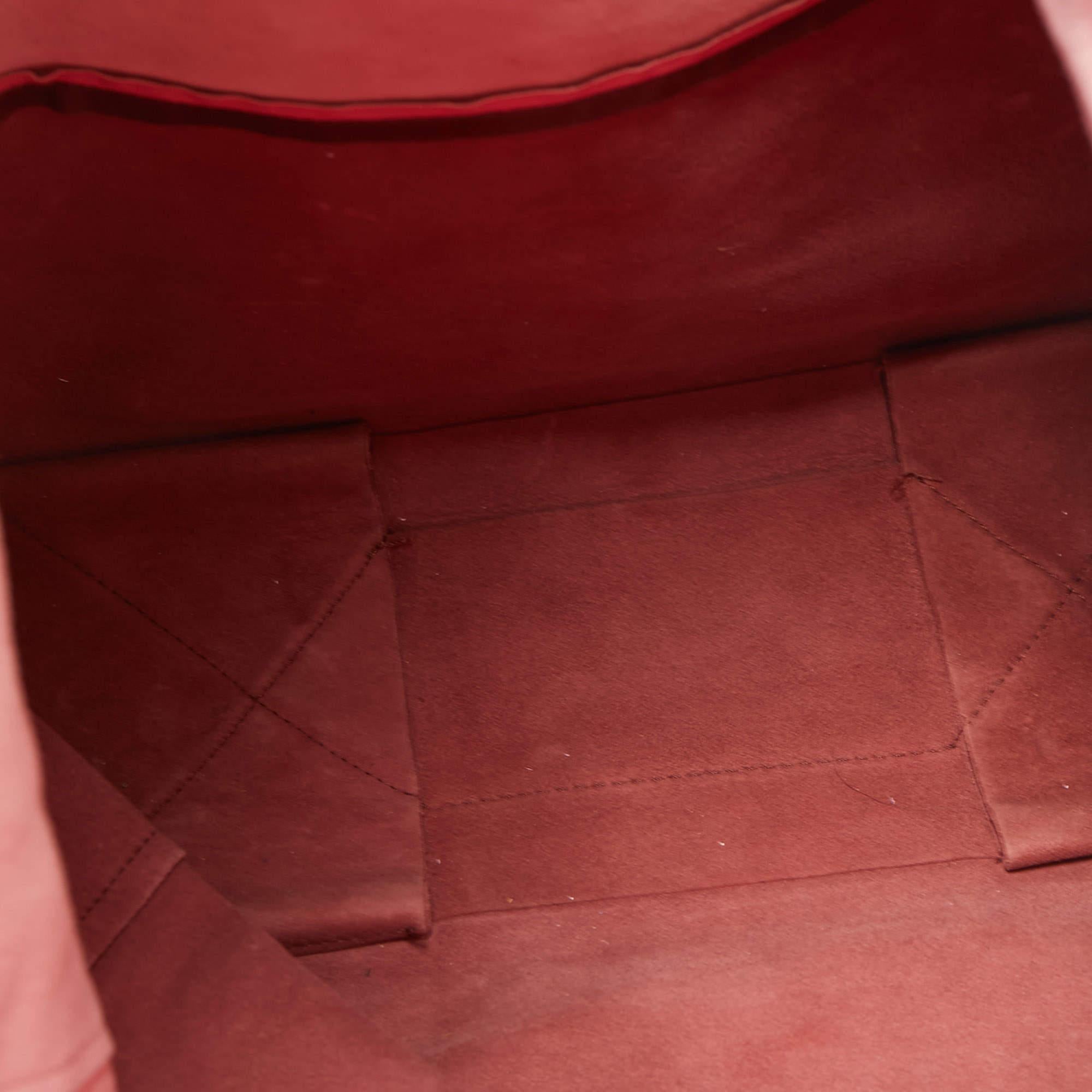 Celine Pink/Burgundy Leather Vertical Cabas Shopper Tote For Sale 3