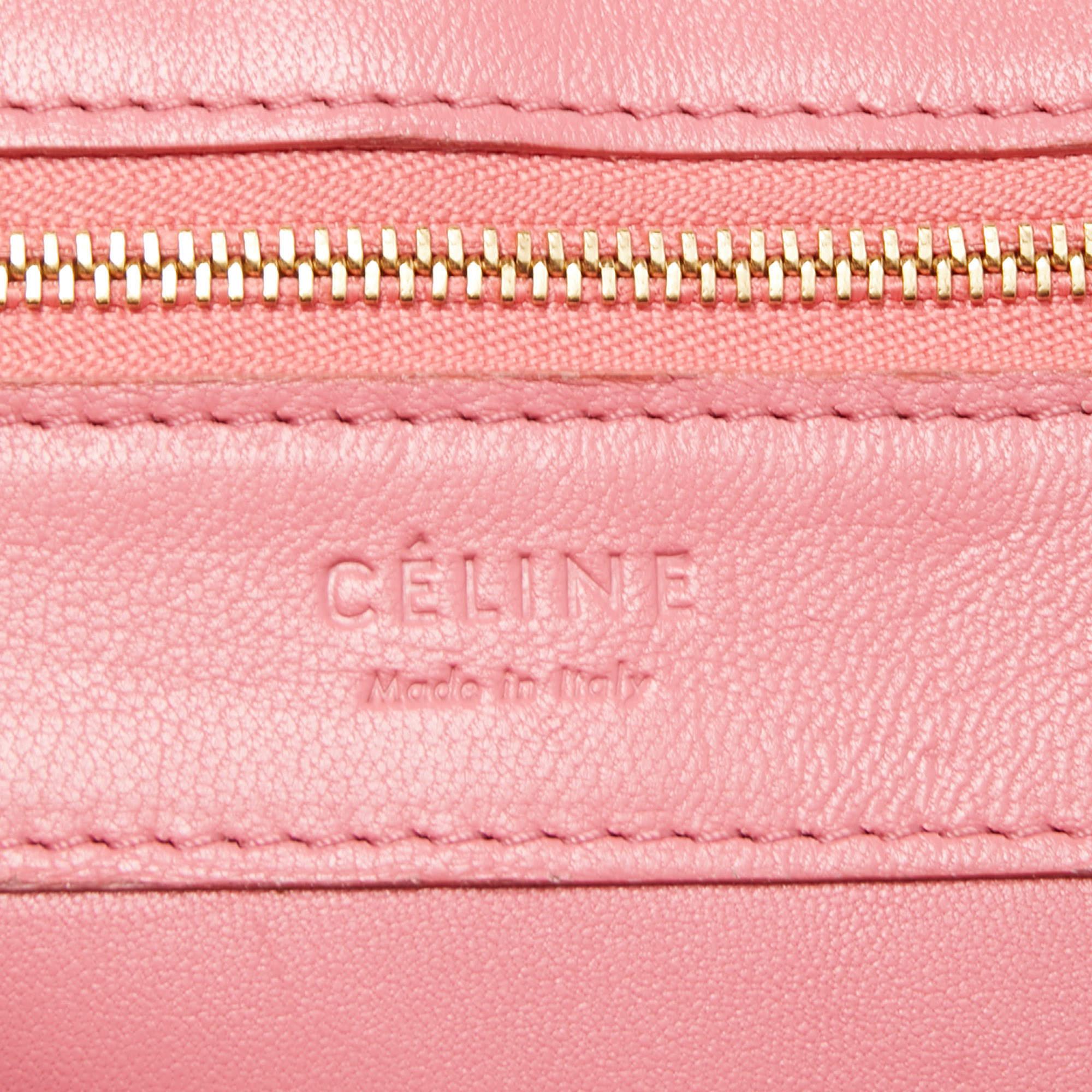 Celine Pink/Burgundy Leather Vertical Cabas Shopper Tote For Sale 4