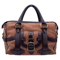 Celine Pink C Macadam Suede Satchel Bag Front Pocket Handbag