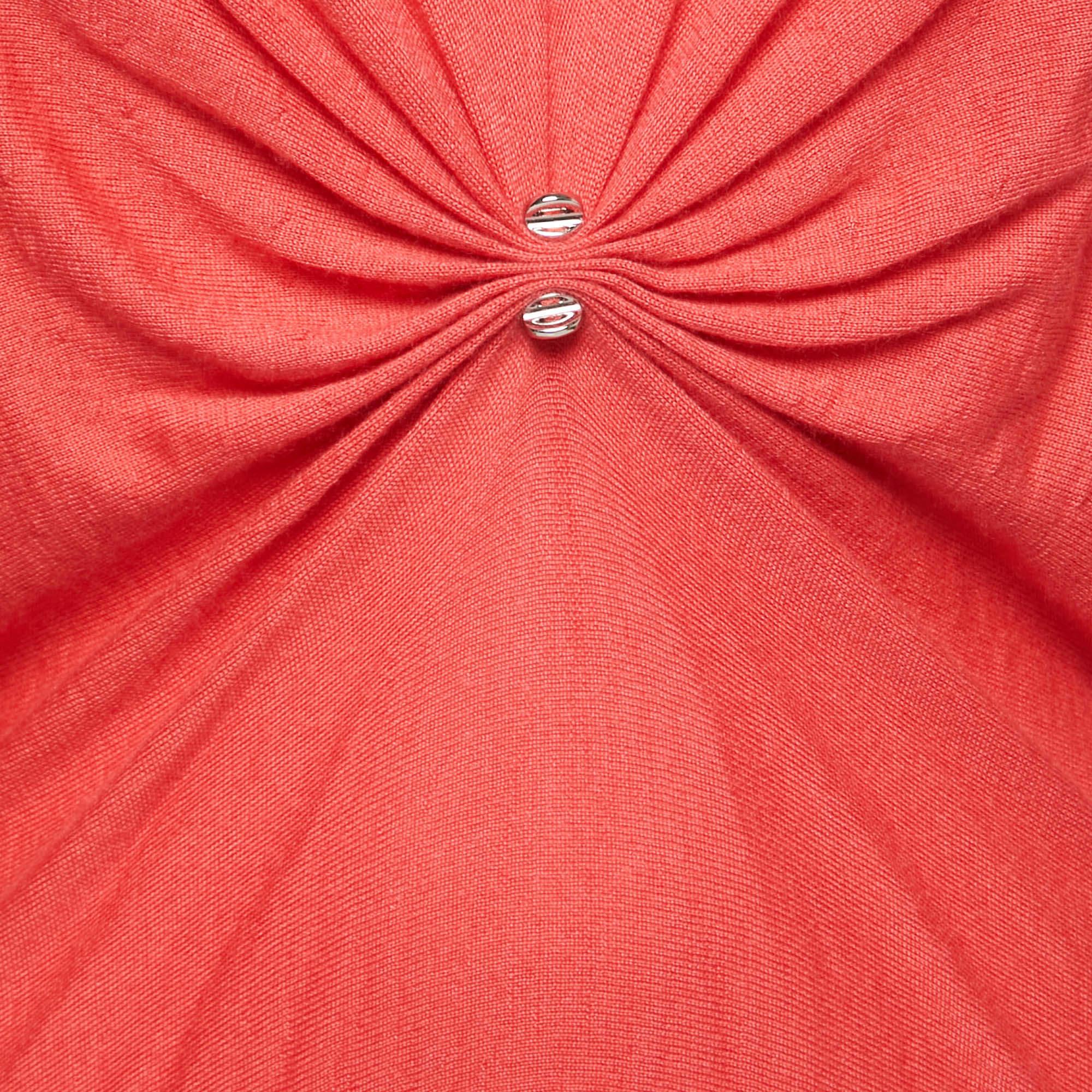 Rosa Celine - Maglietta con scollo a V in maglia di seta e cashmere rosa L.L.A. in vendita