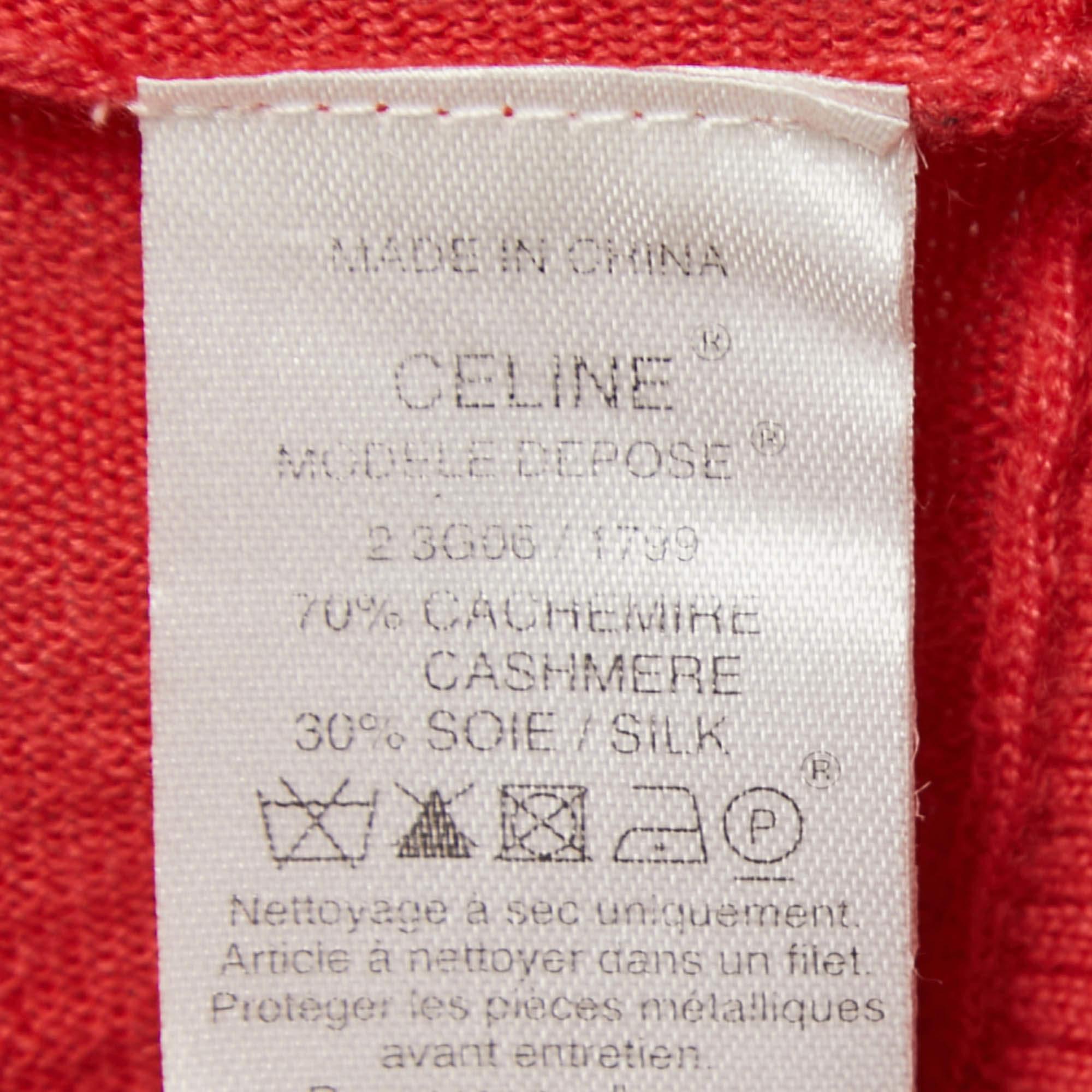 Donna Celine - Maglietta con scollo a V in maglia di seta e cashmere rosa L.L.A. in vendita