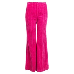 CELINE pantalon évasé taille haute en velours côtelé de coton rose 34 XXS