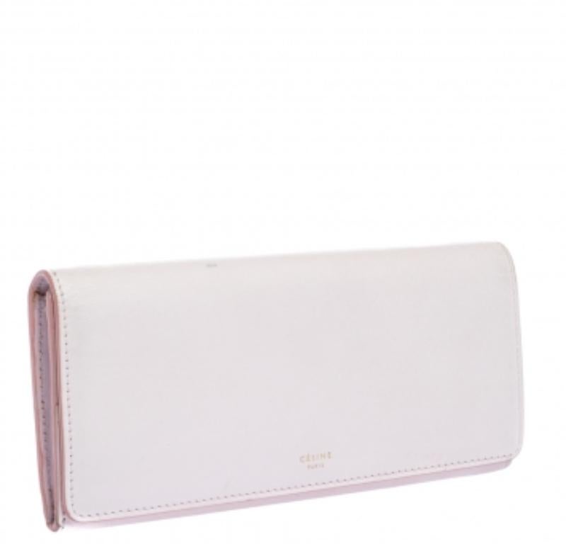 Celine Pink Leather Flap Continental Wallet Damen im Angebot