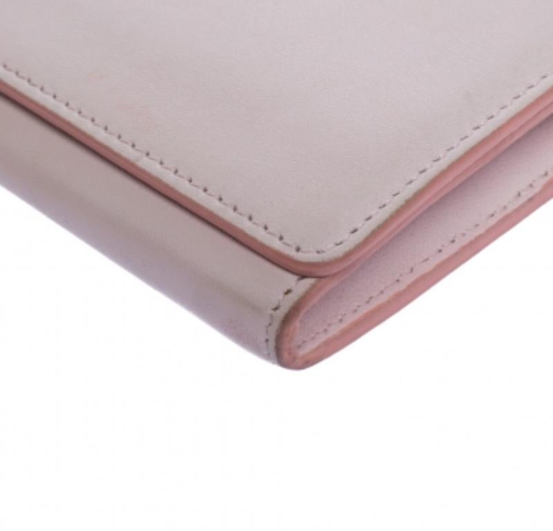 Celine Pink Leather Flap Continental Wallet im Angebot 2