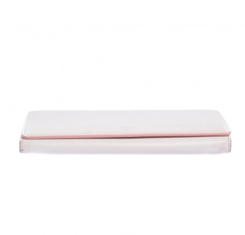 Celine Pink Leather Flap Continental Wallet im Angebot 3